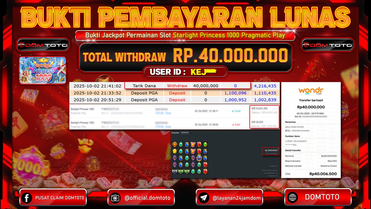 JACKPOT Slot Starlight Princess 1000 Pragmatic Play 02 OKTOBER 2025
